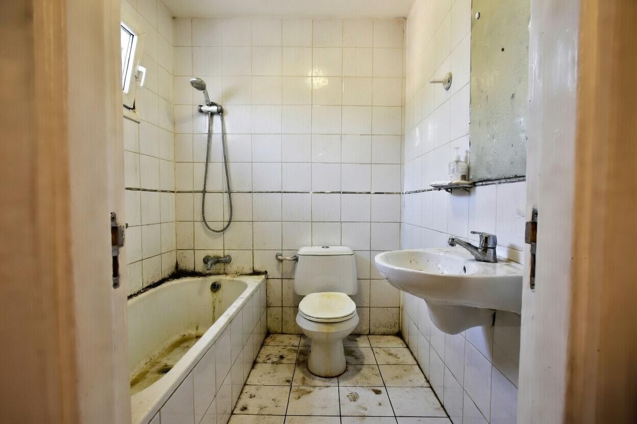 Bathroom cleaning before and after