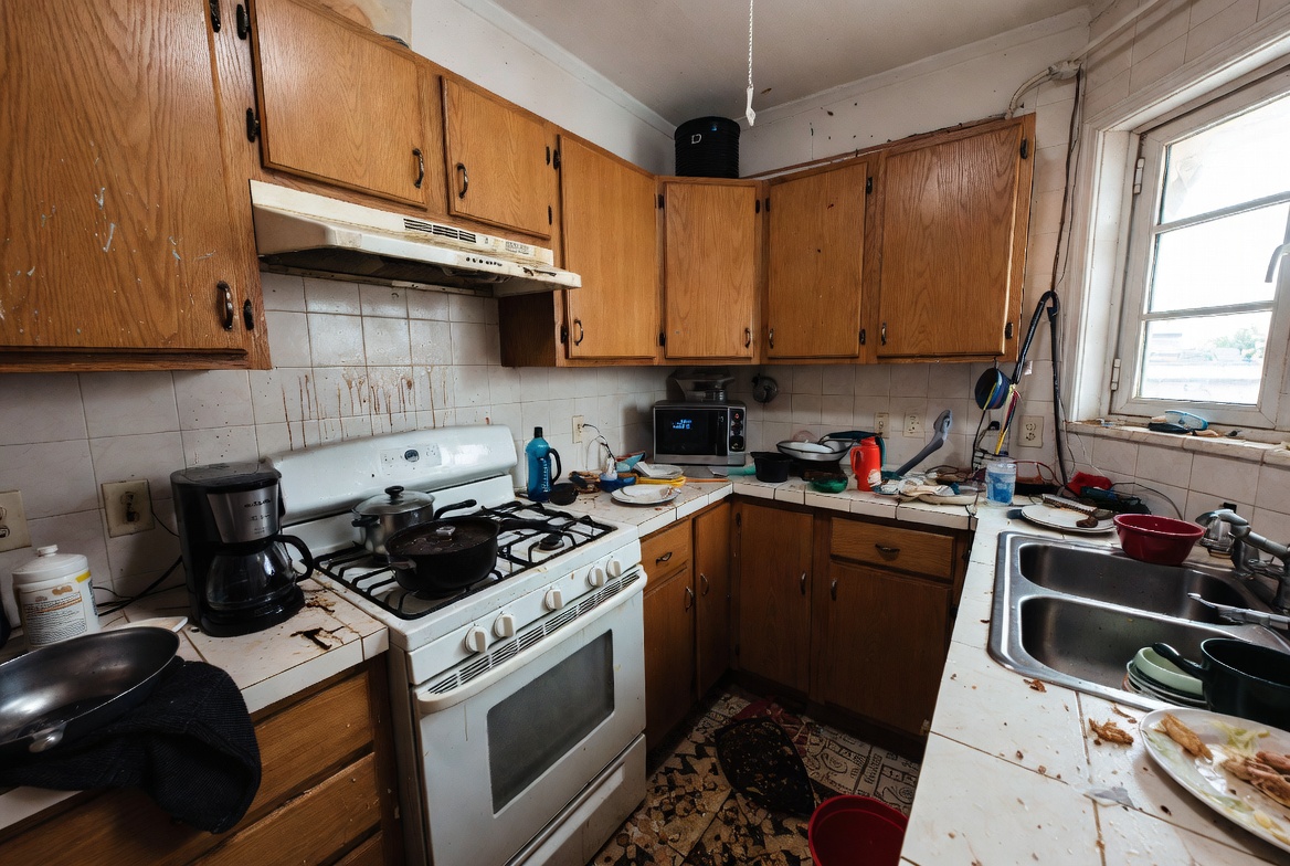 Kitchen cleaning before and after