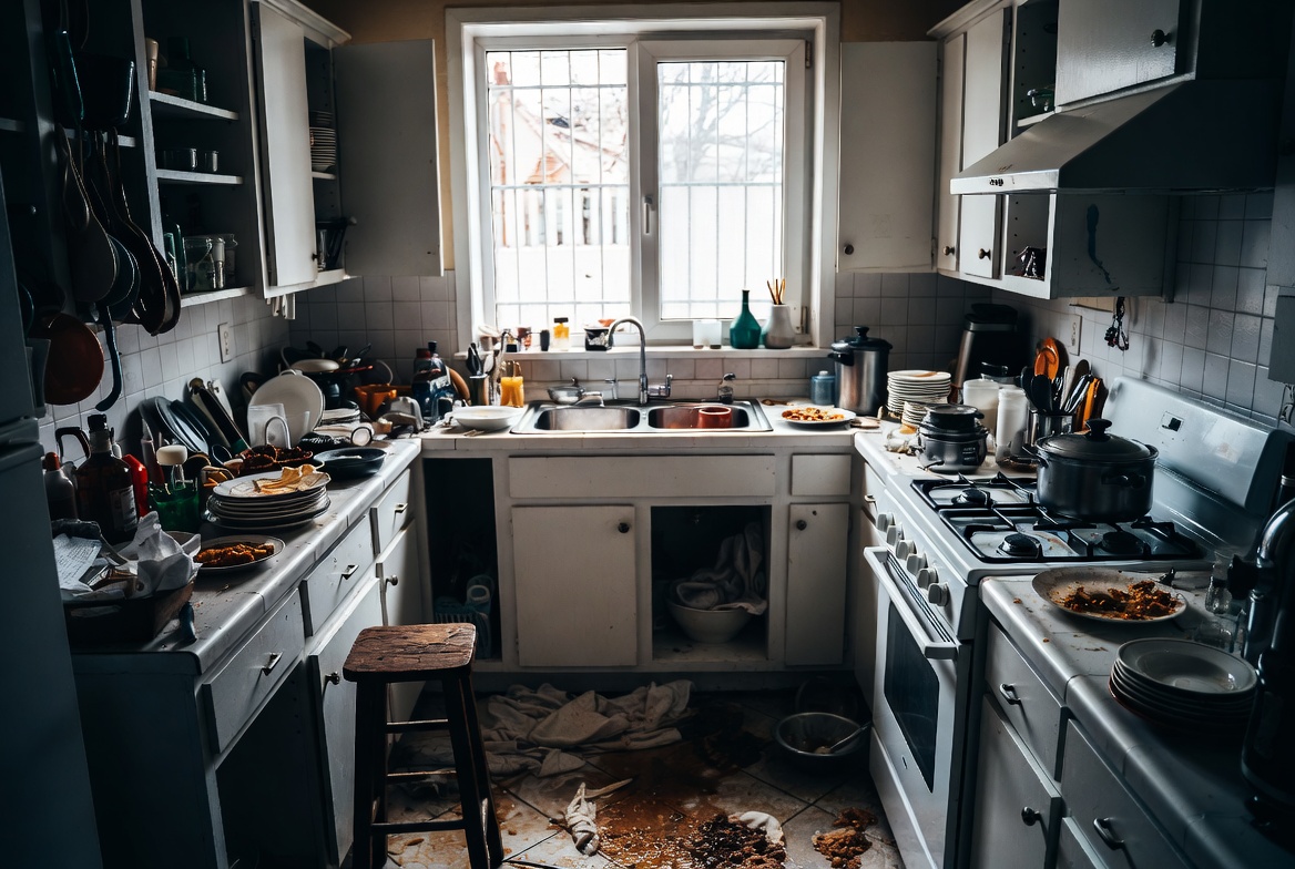 Kitchen cleaning before and after