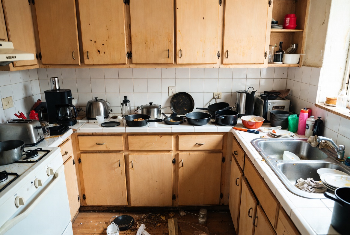 Kitchen cleaning before and after