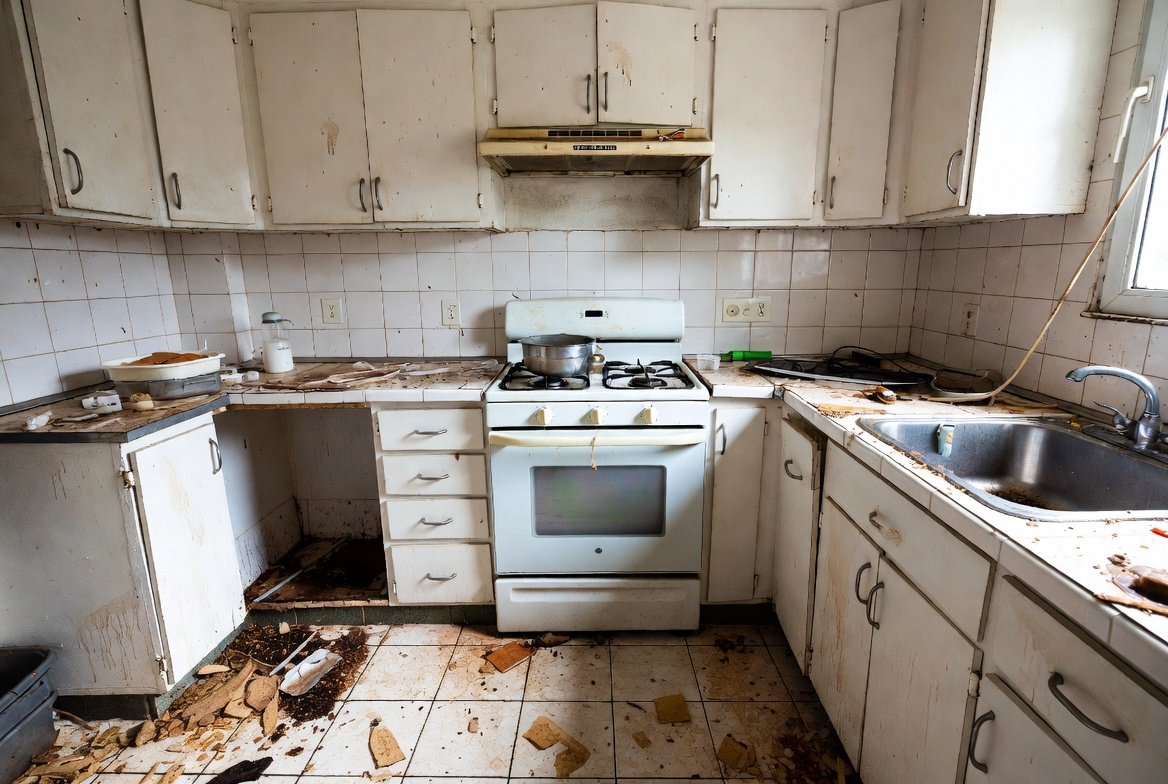 Kitchen cleaning before and after