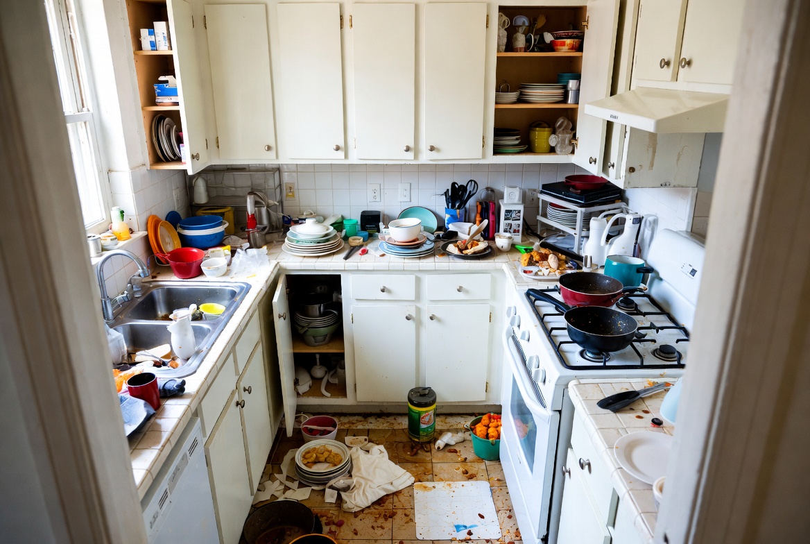 Kitchen cleaning before and after