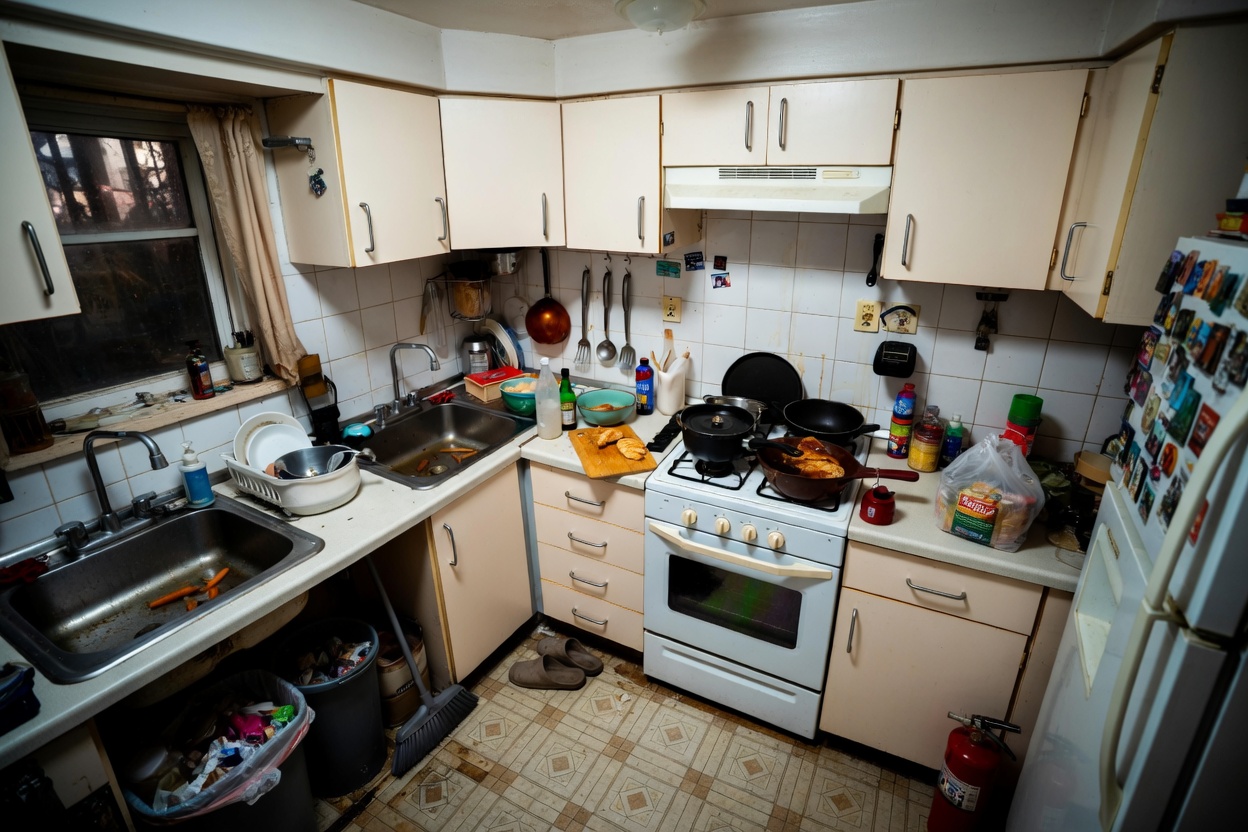 Kitchen cleaning before and after